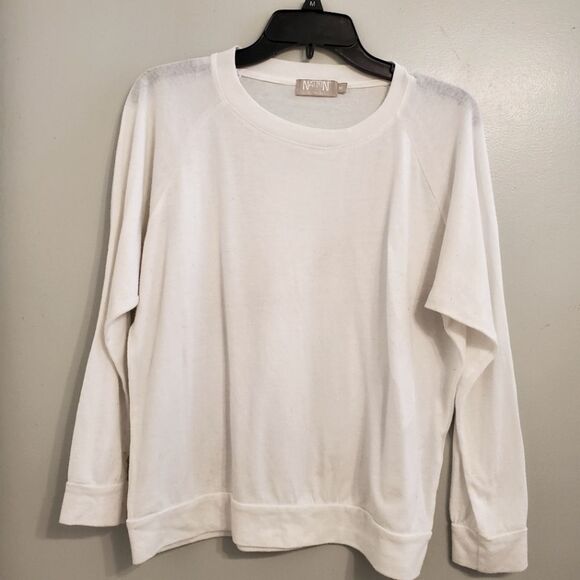Nation LTD Sweaters - Nation LTD Revolve Round Neck Cream Lightweight Pullover Sweater Medium